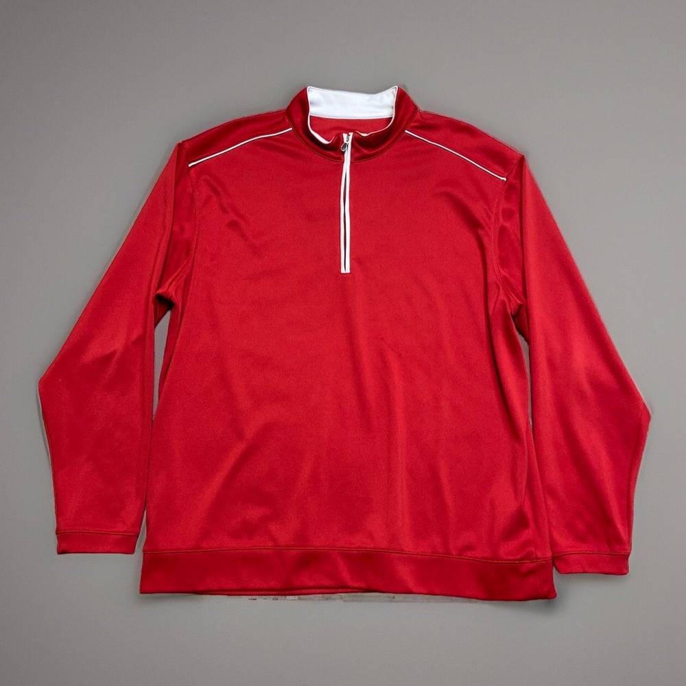 Lone Cypress‎ XL Solid Red Long Sleeve High Neck 1/4 Zip Casual Men's Sweater